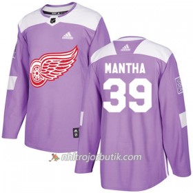 Män Ishockey Detroit Red Wings Tröja Anthony Mantha 39 Adidas 2017-2018 Lila Fights Cancer Practice Authentic